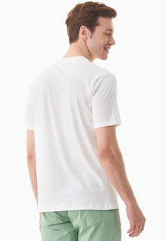 Men's Palm Tree Print Organic Cotton T-Shirt Off White