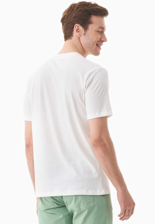 Men's Palm Tree Print Organic Cotton T-Shirt Off White