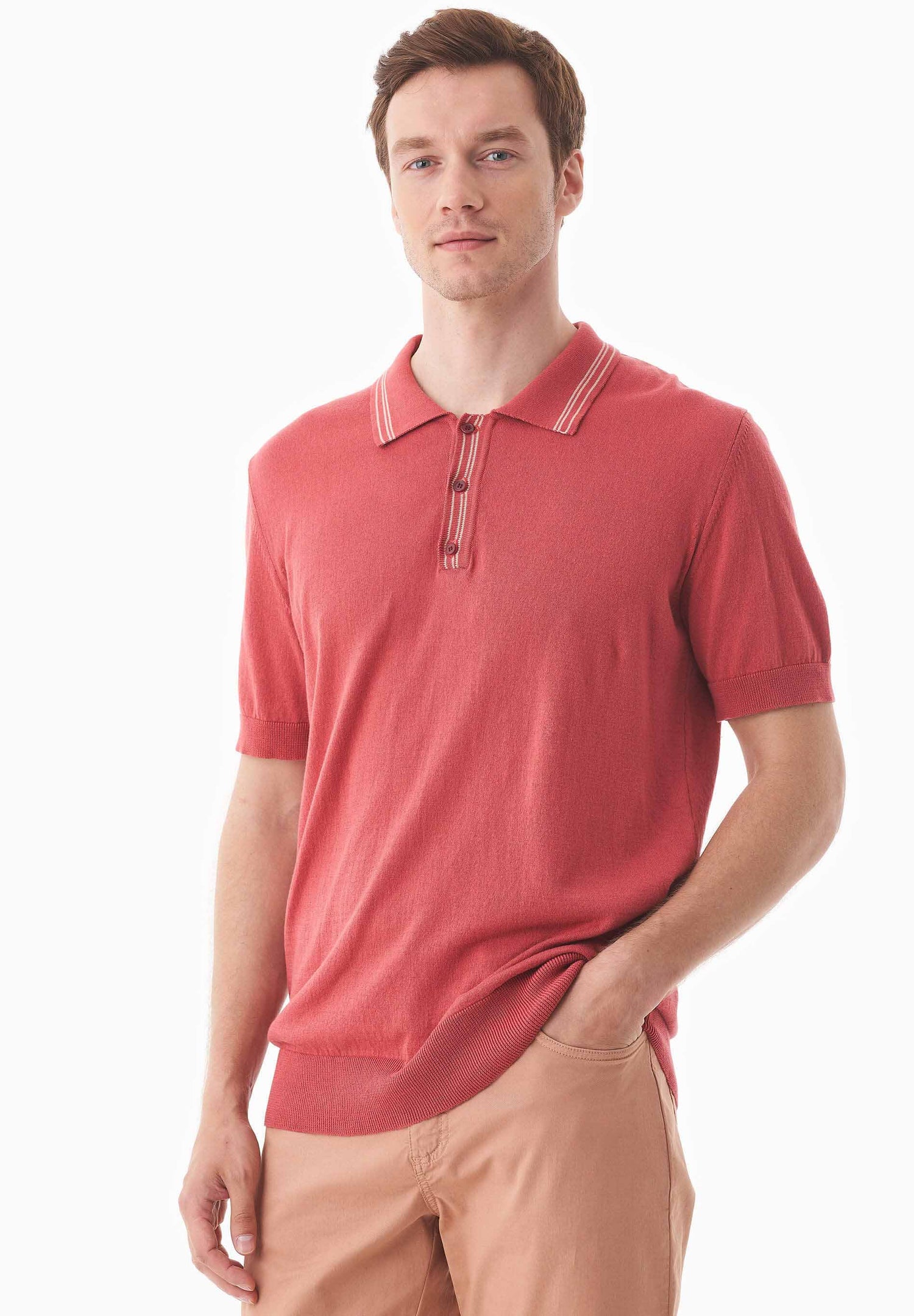 Men's Knit Polo Shirt Radiant Red