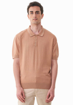 Men's Knit Polo Shirt Tan