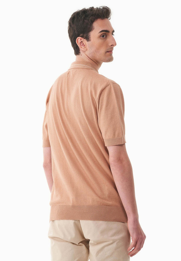 Men's Knit Polo Shirt Tan