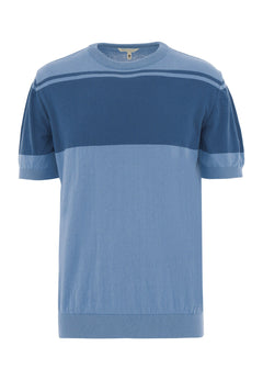 Men's Organic Cotton Knit T-Shirt Coronet Blue/Light Navy