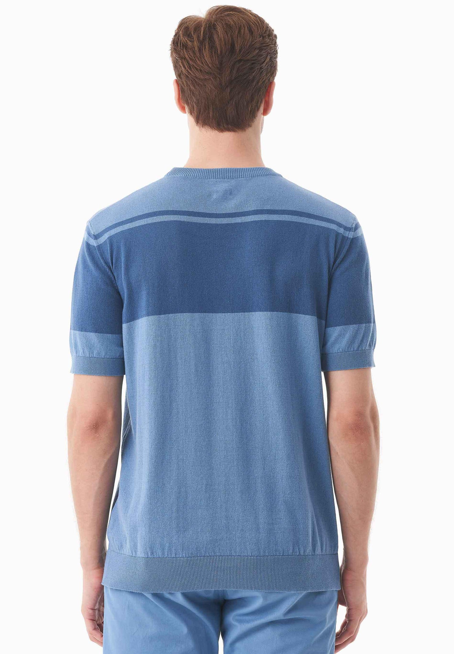 Men's Organic Cotton Knit T-Shirt Coronet Blue/Light Navy