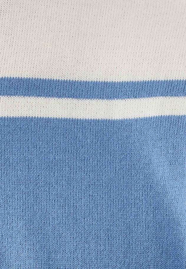 Men's Organic Cotton Knit T-Shirt Ecru/Coronet Blue