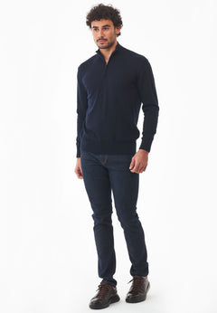 Men's Troyer Zip Sweater Dark Navy