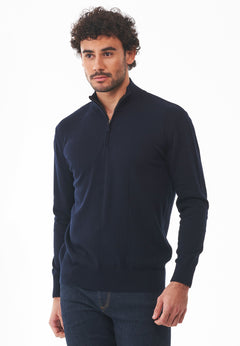 Men's Troyer Zip Sweater Dark Navy