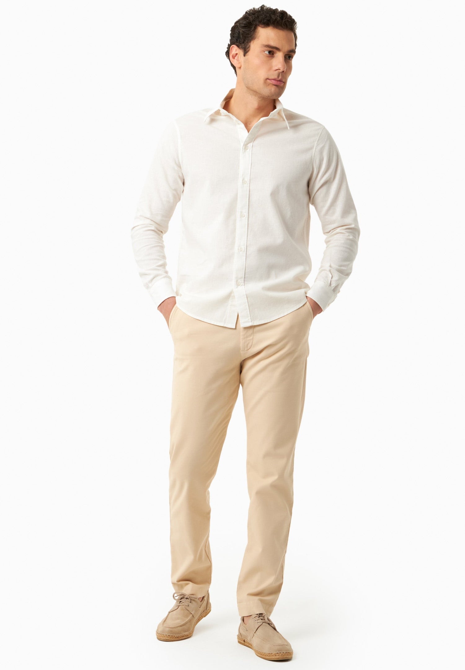 Men's Regular-Fit Organic Cotton Trousers Beige