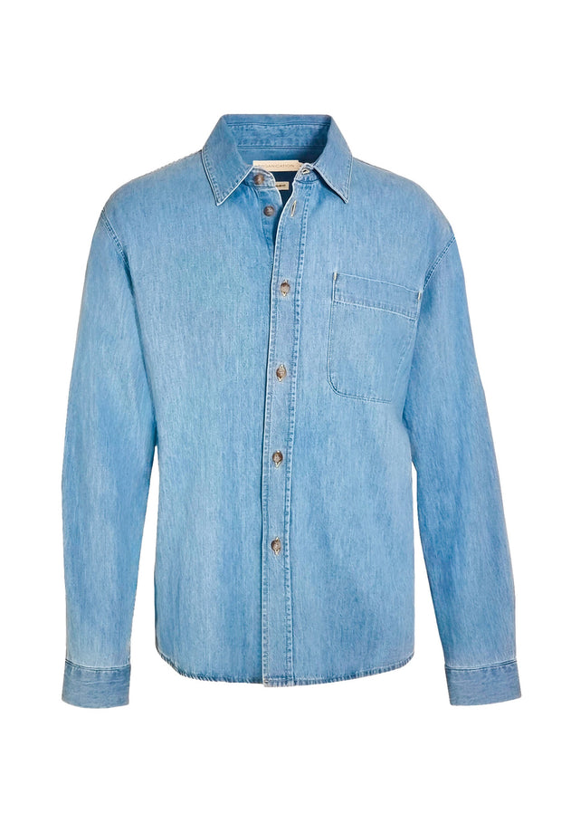 Men's Denim Button-Up Shirt Light Blue