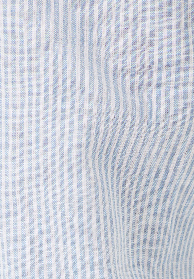 Men's Striped Stand-Up Collar Shirt Blue/Off White