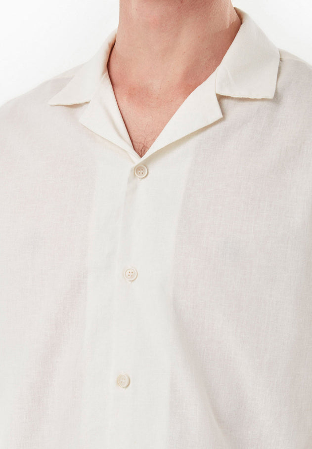 Men's Short Sleeved Linen Blend Shirt Off White