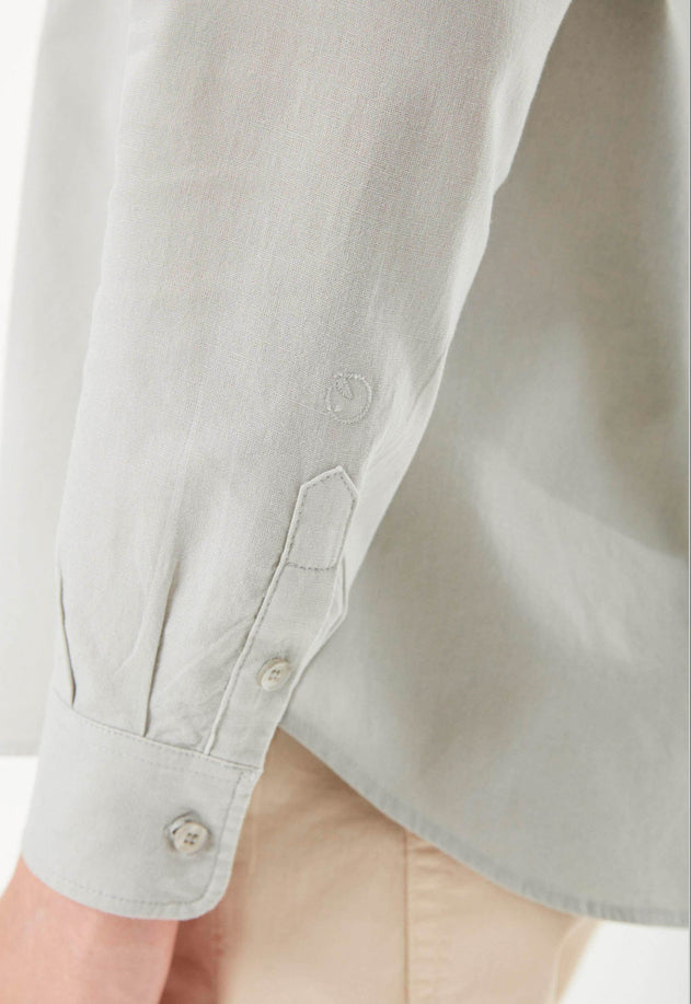 Men's Linen Blend Button-Up Shirt Green Moss