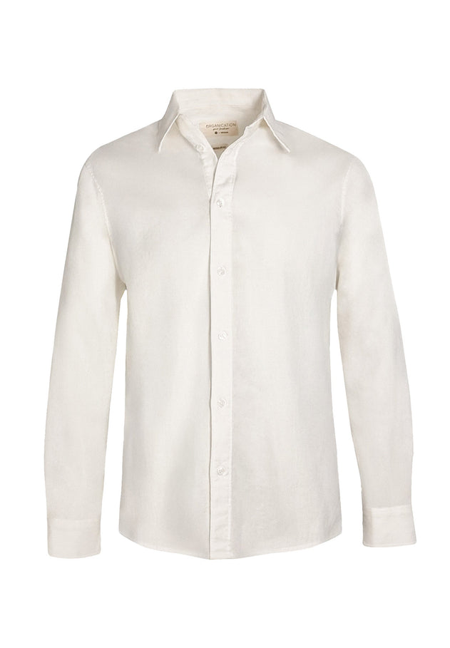 Men's Linen Blend Button-Up Shirt Off White