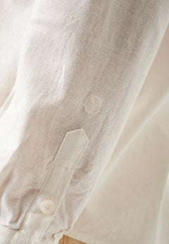 Men's Linen Blend Button-Up Shirt Off White
