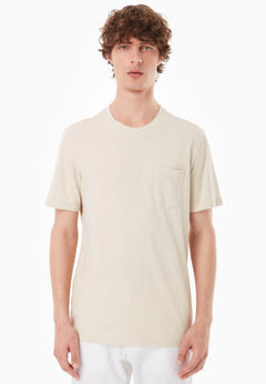 Men's Linen Blend T-Shirt With Chest Pocket Natural