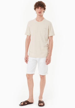 Men's Linen Blend T-Shirt With Chest Pocket Natural