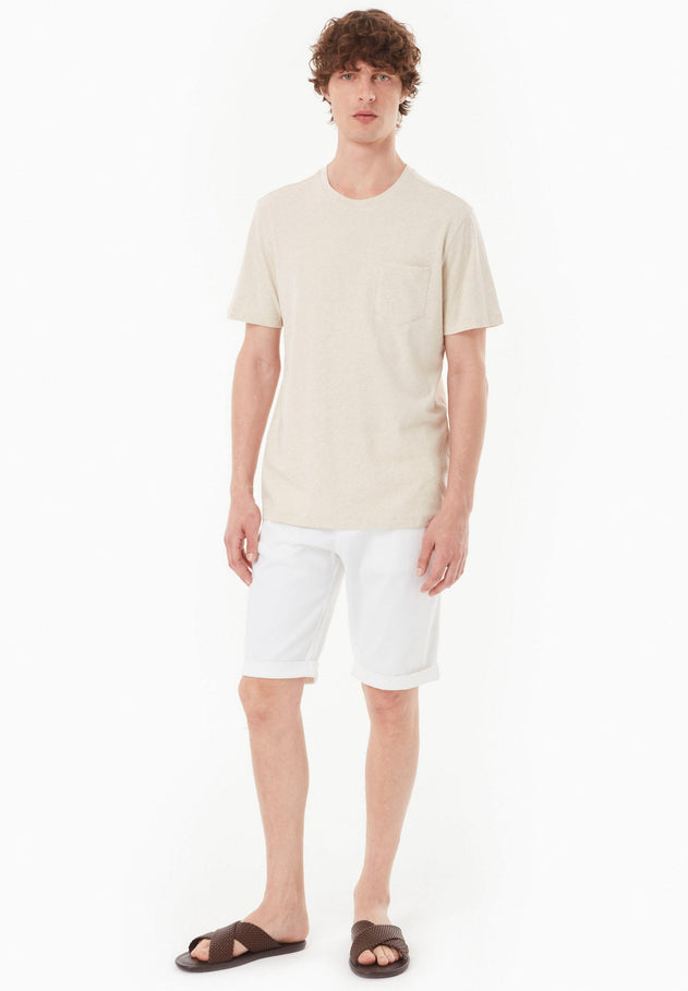 Men's Linen Blend T-Shirt With Chest Pocket Natural