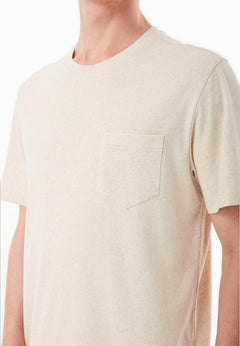 Men's Linen Blend T-Shirt With Chest Pocket Natural