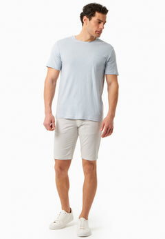 Men's Linen Blend T-Shirt With Chest Pocket Niagara Blue