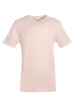 Men's Linen Blend T-Shirt With Chest Pocket Pastel Pink