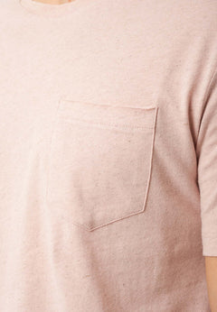 Men's Linen Blend T-Shirt With Chest Pocket Pastel Pink