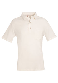 Men's Short Sleeved Waffle Polo Shirt Natural