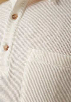 Men's Short Sleeved Waffle Polo Shirt Natural