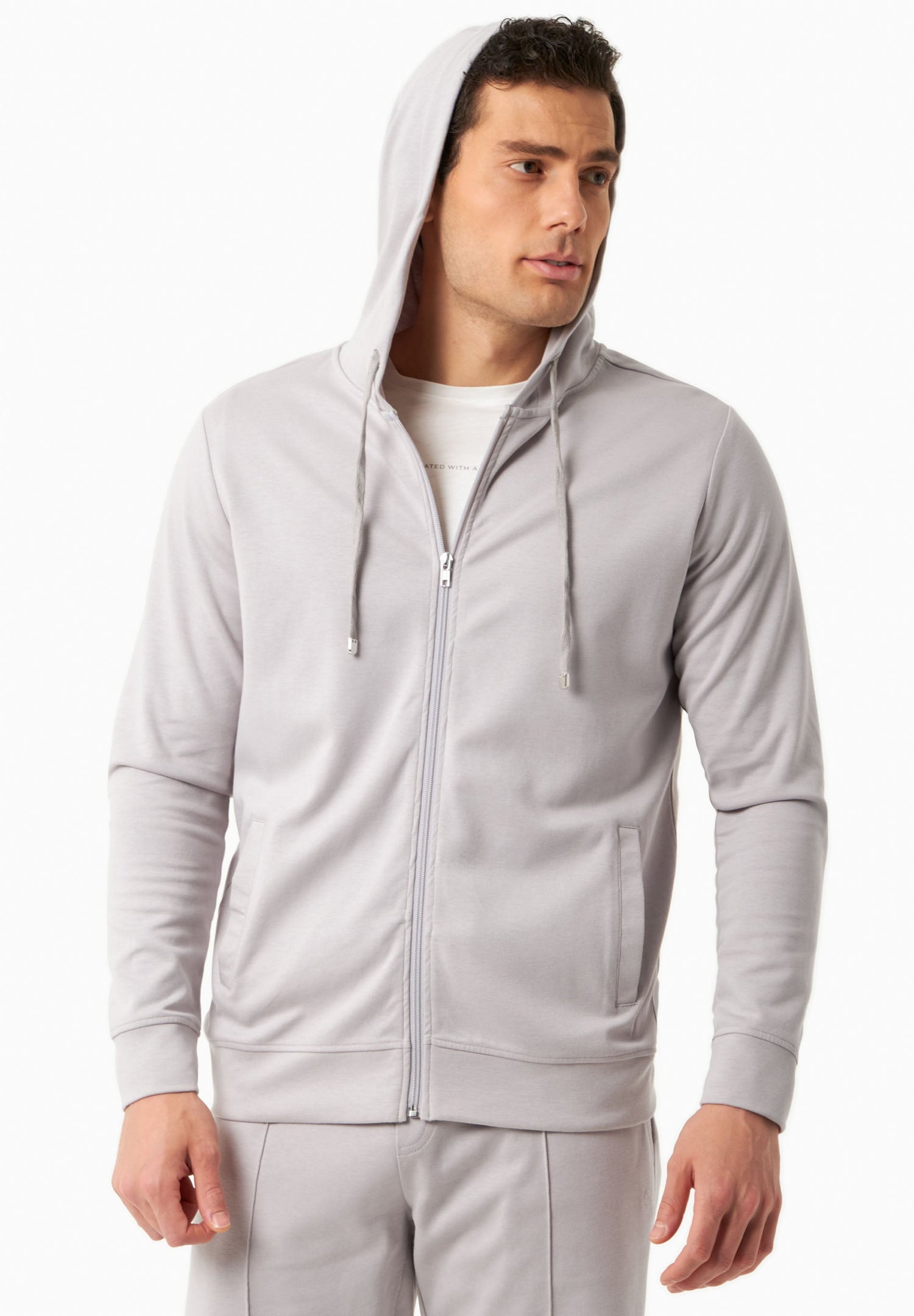Men's Modal Blend Zipper Hoodie Light Grey