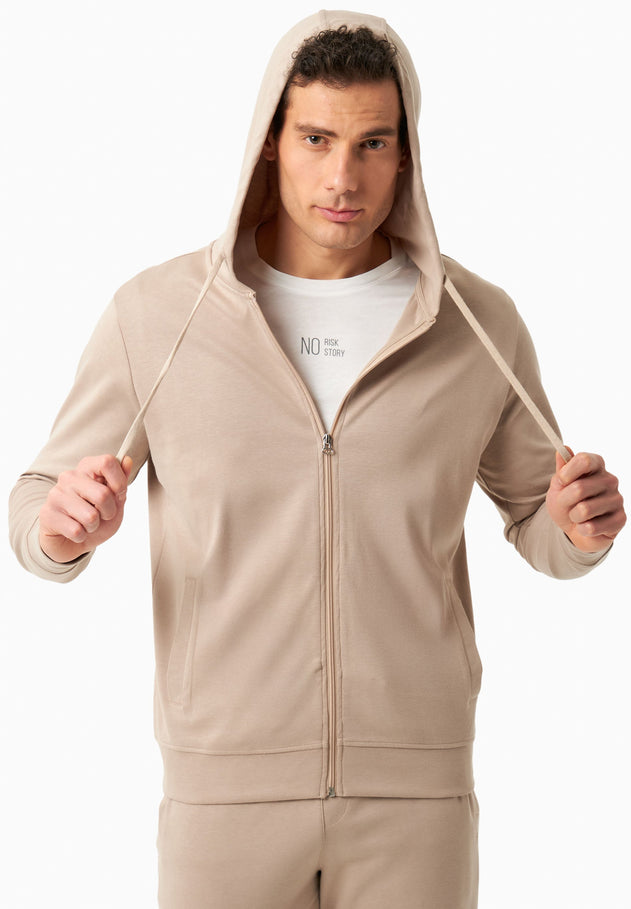 Men's Modal Blend Zipper Hoodie Sand