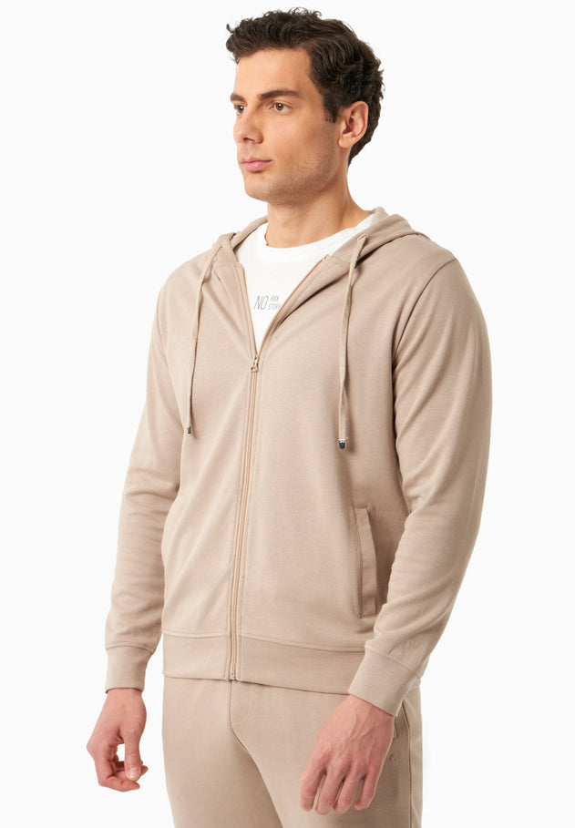 Men's Modal Blend Zipper Hoodie Sand