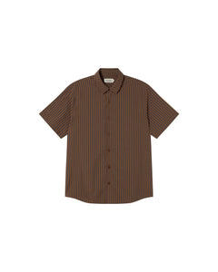 Men's Tom Button-Up Shirt Brown Striped