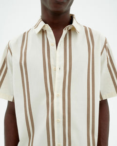 Tom Button-Up Shirt Brown Stripes