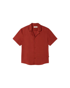 Jules Hemp Blend Button-Up Shirt Orange Red