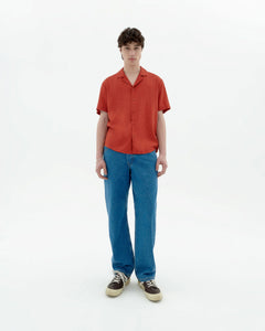 Jules Hemp Blend Button-Up Shirt Orange Red
