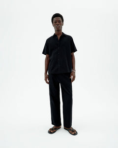 Tom Button-Up Shirt Seersucker Black