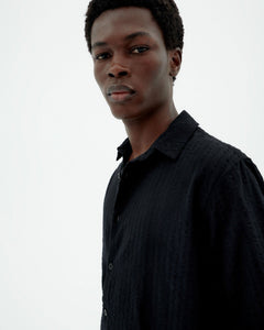 Tom Button-Up Shirt Seersucker Black