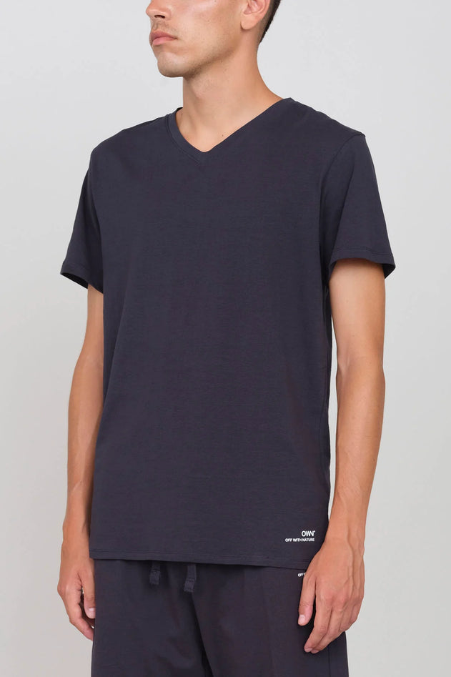 Stretch Jersey V-Neck T-Shirt Blue