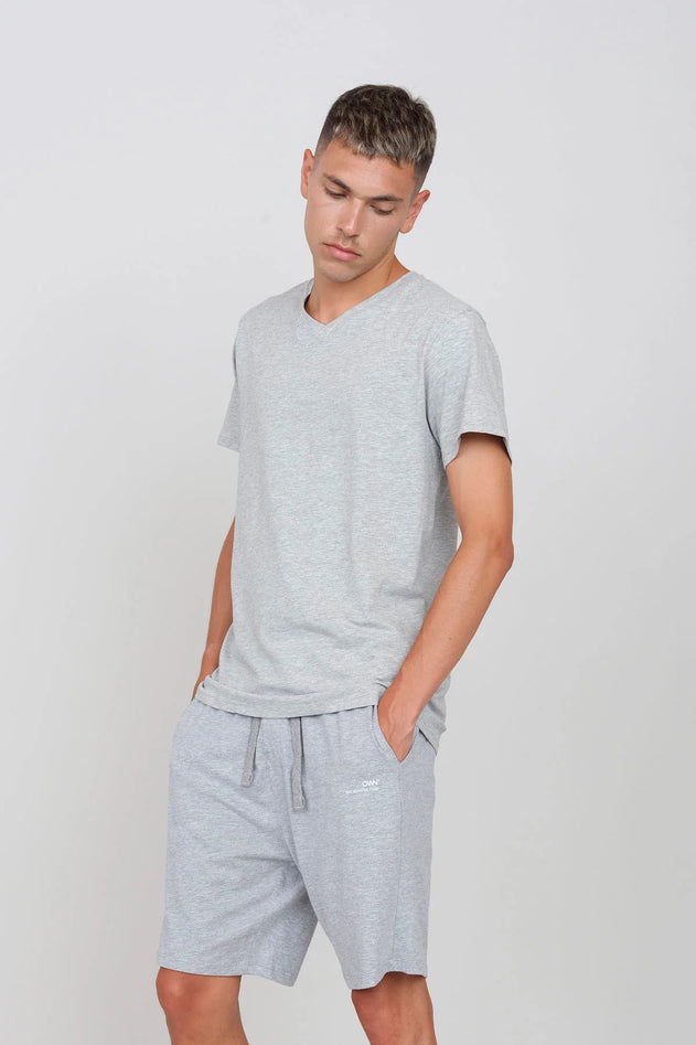 Stretch Jersey V-Neck T-Shirt Grey