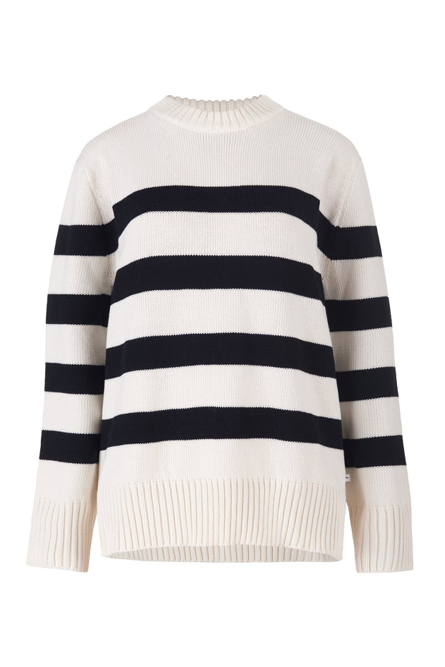 Marina Striped Merino Jumper White