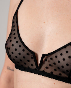 Mesh V-Balconette Black Dots