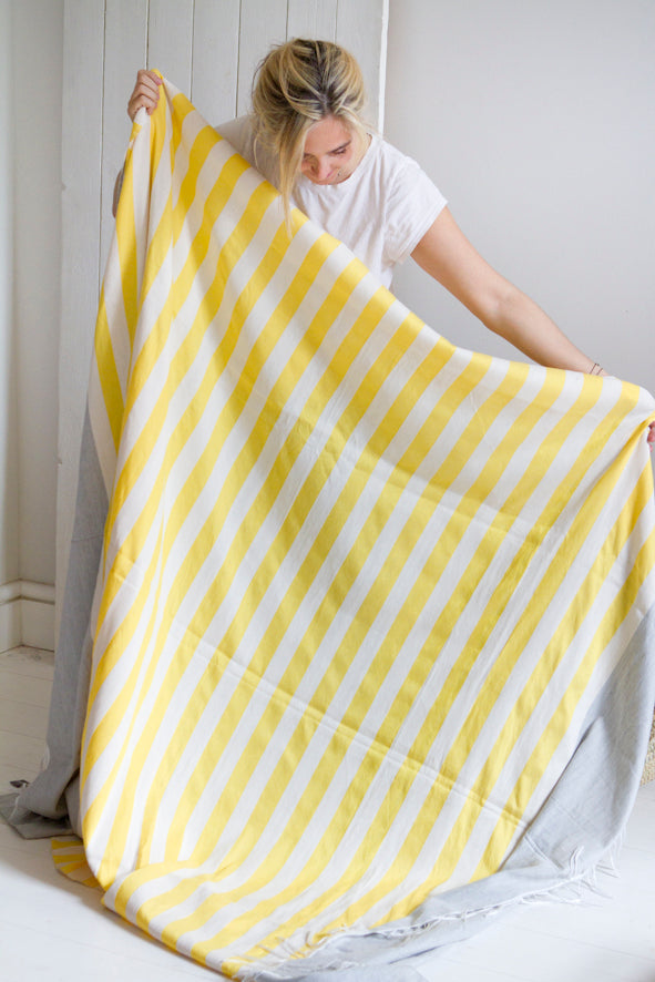 Moroccan Striped Bedcover Yellow