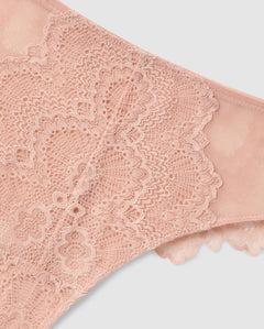 Lace Mesh Highwaist Thong Nude