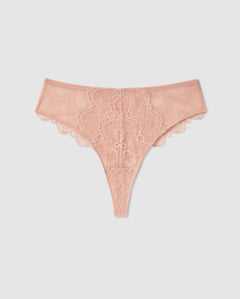 Lace Mesh Highwaist Thong Nude