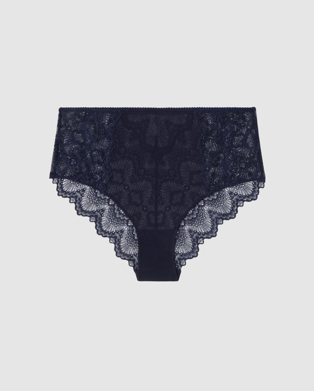 Lace Mesh Highwaist Briefs Navy