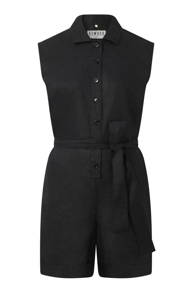 Sienna Organic Linen Cotton Playsuit Black