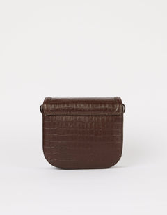 Nina Bag Croco Print Leather Chocolate Brown