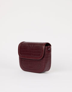 Nina Bag Croco Print Leather Dark Cherry