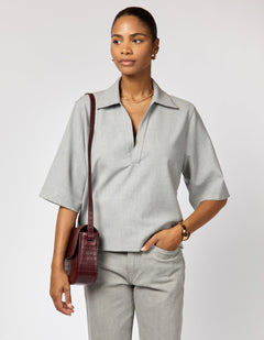 Nina Bag Croco Print Leather Dark Cherry