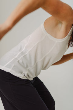 Ribbed Tech Tank Top Off White