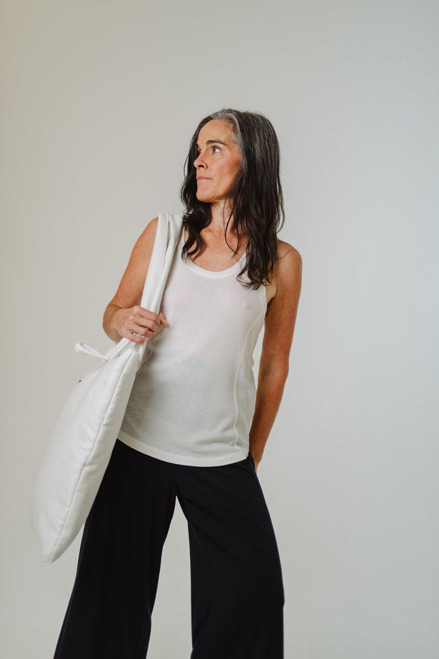 Ribbed Tech Tank Top Off White