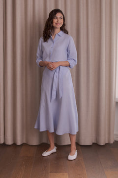 Liana Wide-hemmed Linen Skirt Sky